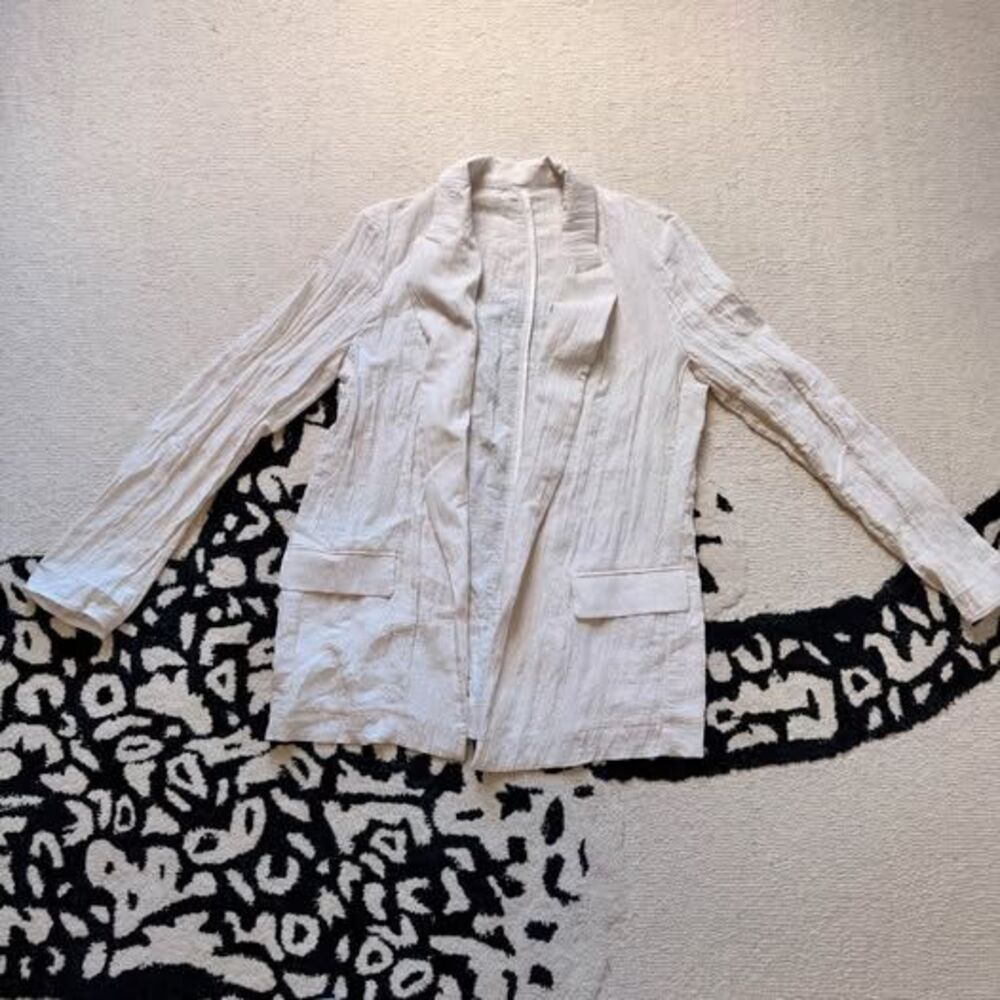 Zara Open Front Linen Blazer Size Medium NWT